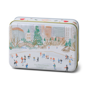 HOLIDAY TIN 5 OZ MATTE ILLUSTRATED TIN WITH ICE SKATING SCENE - MISTLETOE & MINT, CT0510